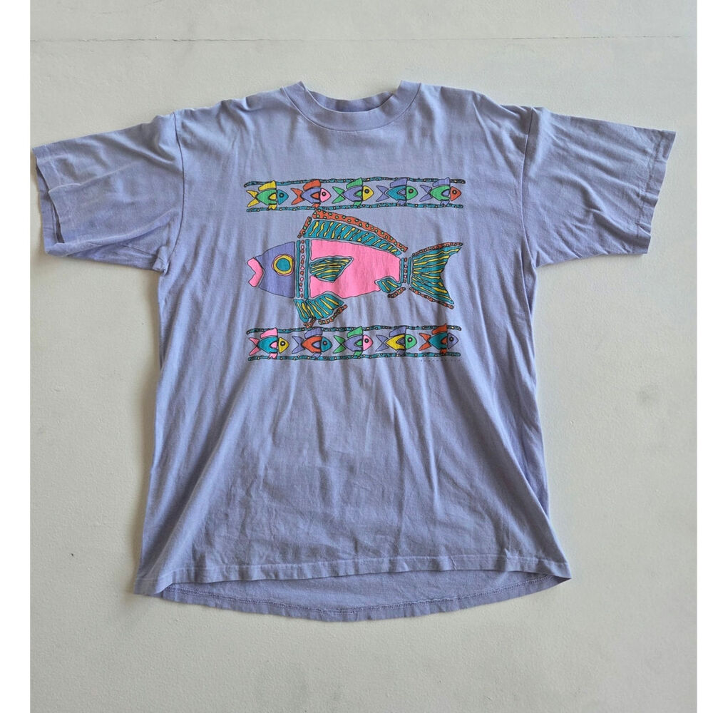 Vintage 90s Panama Jack Single Stitch Fish Graphic T Shirt USA Made Large